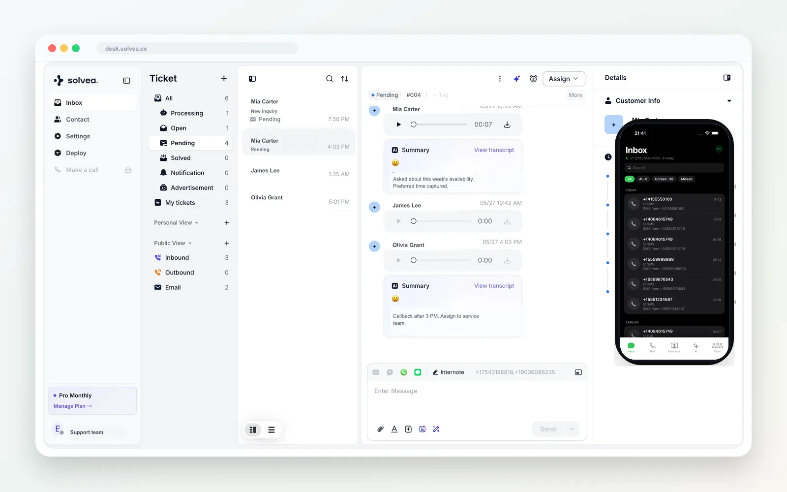 Desk conversations synced across devices