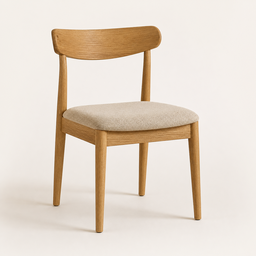 Natural wood cushioned dining chair illustration